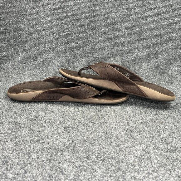 OluKai NUI Flip Flops Men's Size 10 Brown Leather Outdoor Beach Thong Sandals - Picture 7 of 11